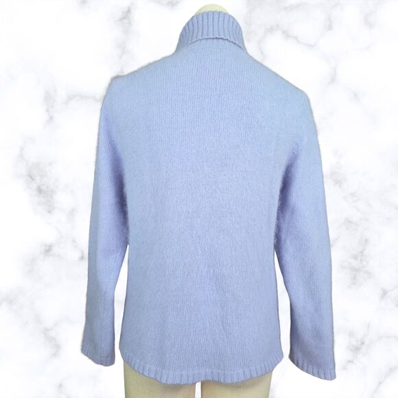 White Stag Sweater Women's Size L Periwinkle Turtleneck Angora Wool Blend - Picture 2 of 6